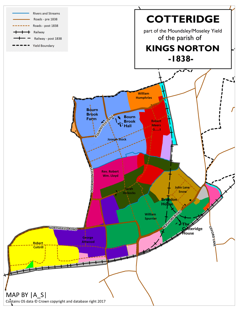 Land Ownership - Cotteridgedge - Land Ownership Map, 1838