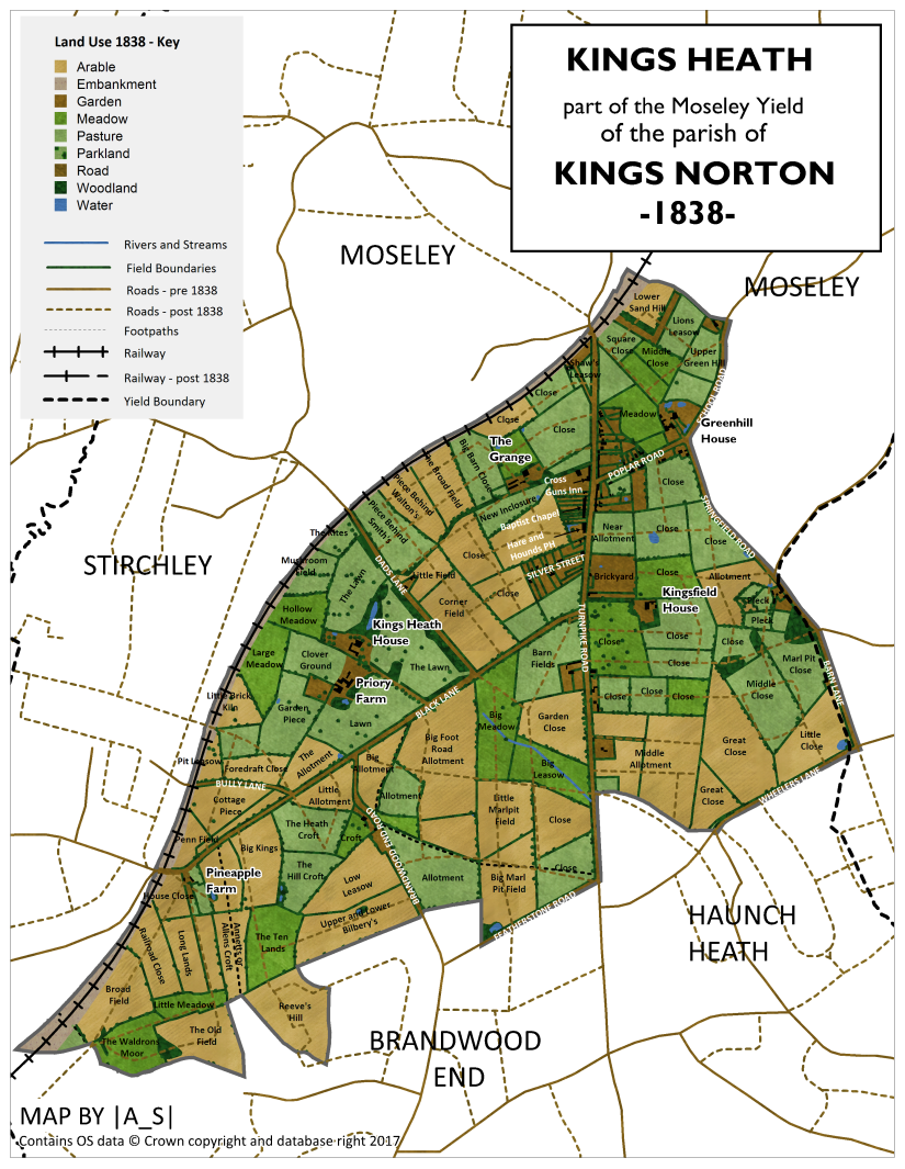 Kings Heath - land use in 1838
