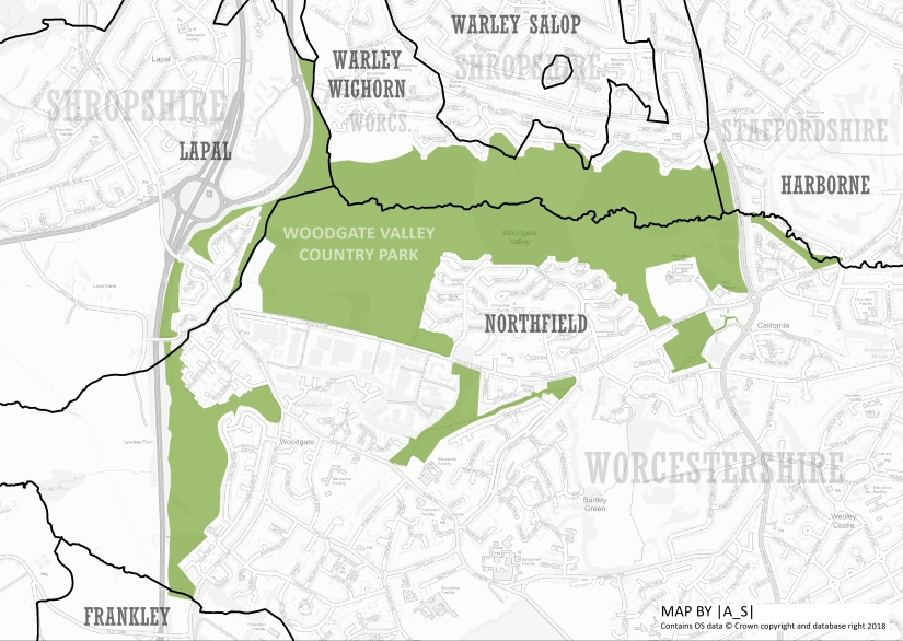 Woodgate Valley - Showing old Parish Boundaries